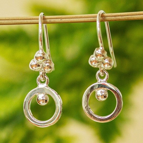 Alternate image for Taxco Fine Silver Modern Dangle Earrings from Mexico Silver Grains