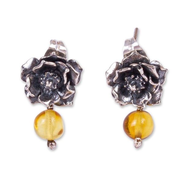Alternate image for Cacti Flower Amber Drop Earrings from Mexico Golden Desert