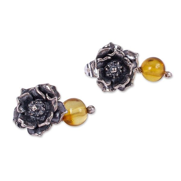Alternate image for Cacti Flower Amber Drop Earrings from Mexico Golden Desert
