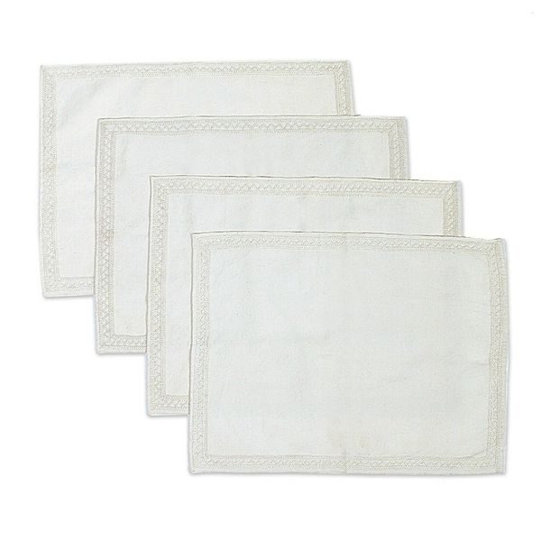Alternate image for Alabaster White 100 Handwoven Cotton Placemats Set of 4 Alabaster Classic