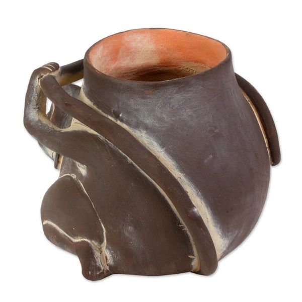 Alternate image for Ceramic Monkey Shaped Jar Replica in Brown from Mexico Monkeyshines