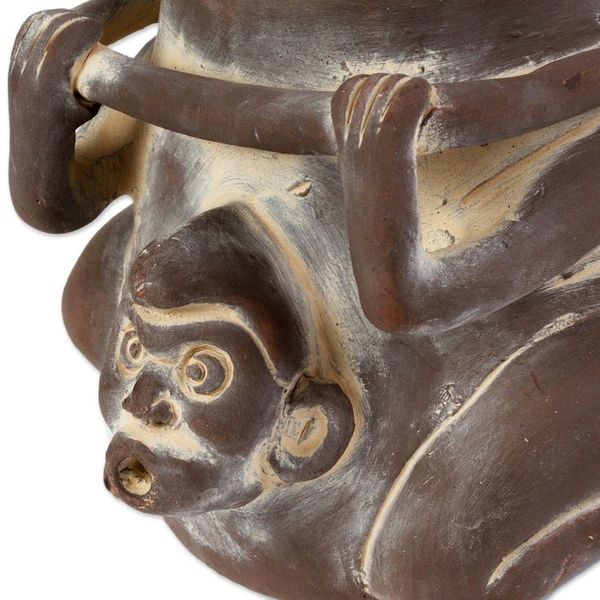 Alternate image for Ceramic Monkey Shaped Jar Replica in Brown from Mexico Monkeyshines