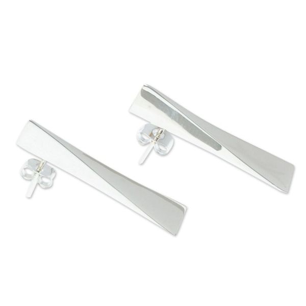 Alternate image for Helix Inspired 950 Silver Studded Earrings from Taxco Alpha