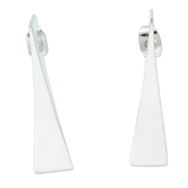 Alternate image for Helix Inspired 950 Silver Studded Earrings from Taxco Alpha