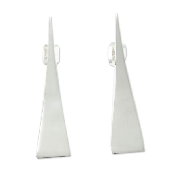 Alternate image for Helix Inspired 950 Silver Studded Earrings from Taxco Alpha