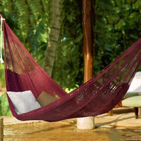 Alternate image for Oversized Mulberry Cotton hammock Triple Uxmal Mulberry