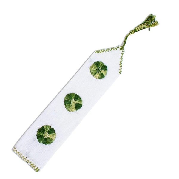 Alternate image for Handwoven Hand Embroidered Green and White Bookmark San Cristobal Valley