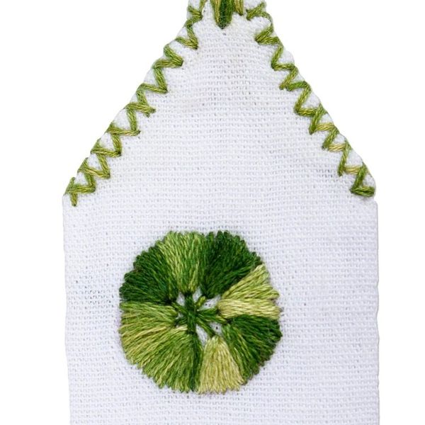 Alternate image for Handwoven Hand Embroidered Green and White Bookmark San Cristobal Valley