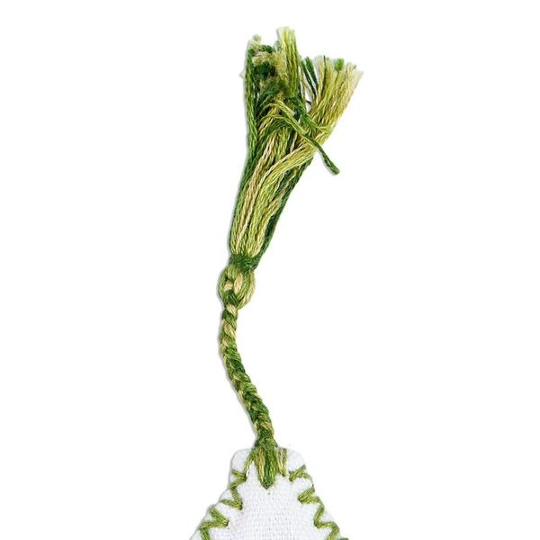 Alternate image for Handwoven Hand Embroidered Green and White Bookmark San Cristobal Valley