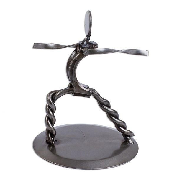 Alternate image for Hand Crafted Recycled Metal Yoga Statuette Warrior Pose II