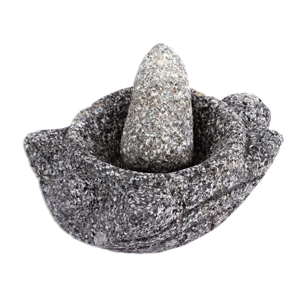 Turtle Shaped Basalt Mortar and Pestle 'Turtle Tradition I'