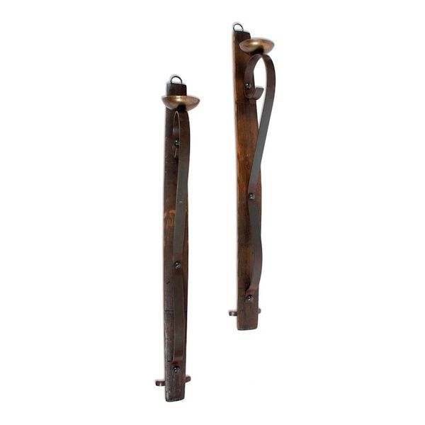 Alternate image for Rustic Barrel Stave Wall Sconces from Mexico Pair Rustic Light