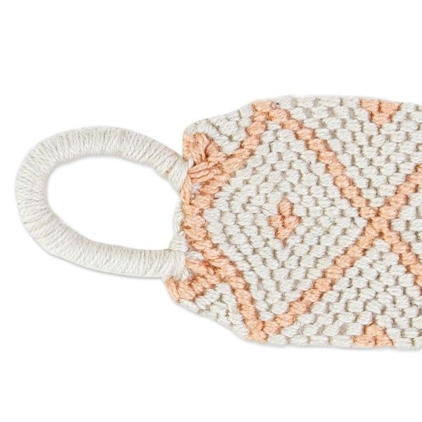 Alternate image for 100 Cotton Hand Woven Diamond-Patterned Bracelet Oyster and Melon