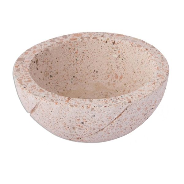 Alternate image for Round Reclaimed Stone Flower Pot from Mexico Round Planter