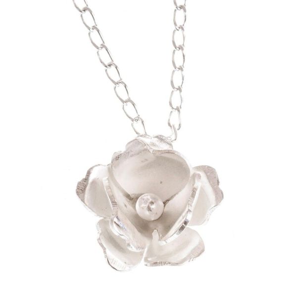 Alternate image for Handcrafted Sterling Silver Floral Necklace from Mexico Gardenia Blossom