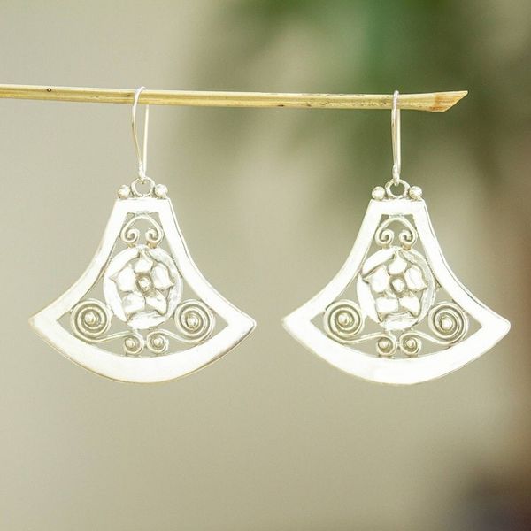 Alternate image for Flower Motif Sterling Silver Dangle Earrings Caprice