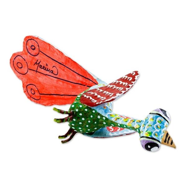 Alternate image for Bird-Like Papier Mache Alebrije Sculpture Colorful Bird