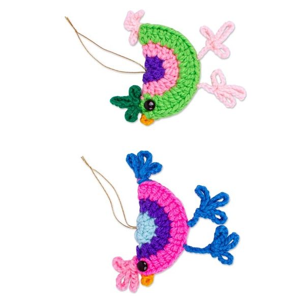 Alternate image for Handmade Crocheted Chicken Ornaments Pair Cheeky Chickens