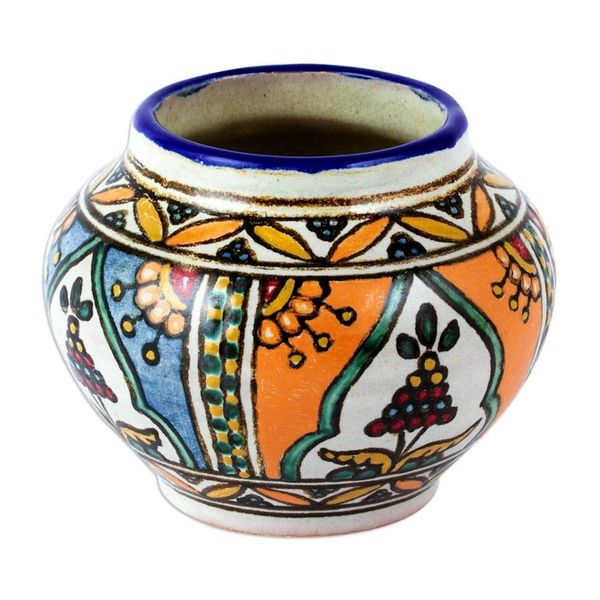 Alternate image for Talavera Inspired Unique Flower Pot from Puebla Mexico Desert Fruits