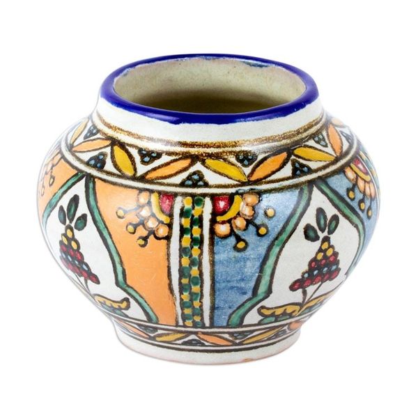 Alternate image for Talavera Inspired Unique Flower Pot from Puebla Mexico Desert Fruits