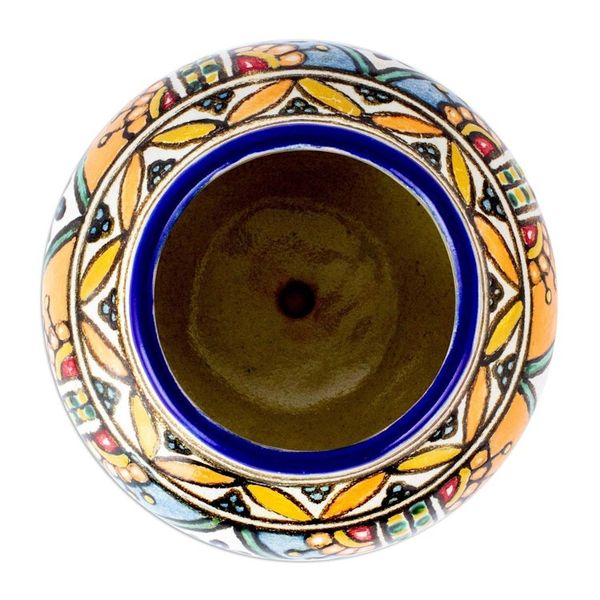 Alternate image for Talavera Inspired Unique Flower Pot from Puebla Mexico Desert Fruits