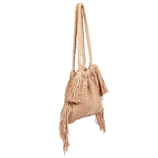 Alternate image for Handcrafted Cotton Macrame Shoulder Bag Terra Fria in Sand