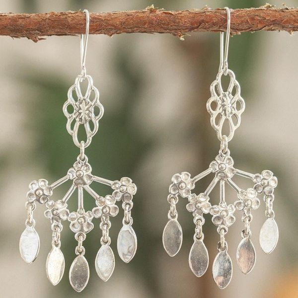 Alternate image for Daisy Motif Sterling Silver Chandelier Earrings Daisy Fantasia