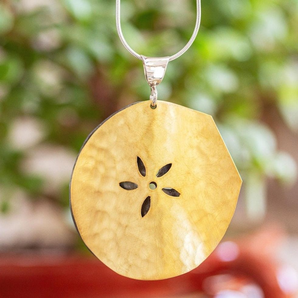 Gold Plated Sterling Silver Sand Dollar Pendant Necklace 'Precious Sand Dollar'