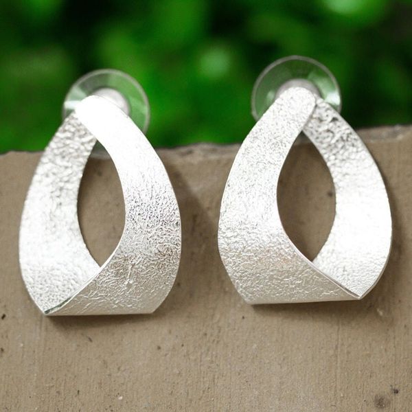 Alternate image for Textured Taxco Silver Earrings Taxco Ribbons