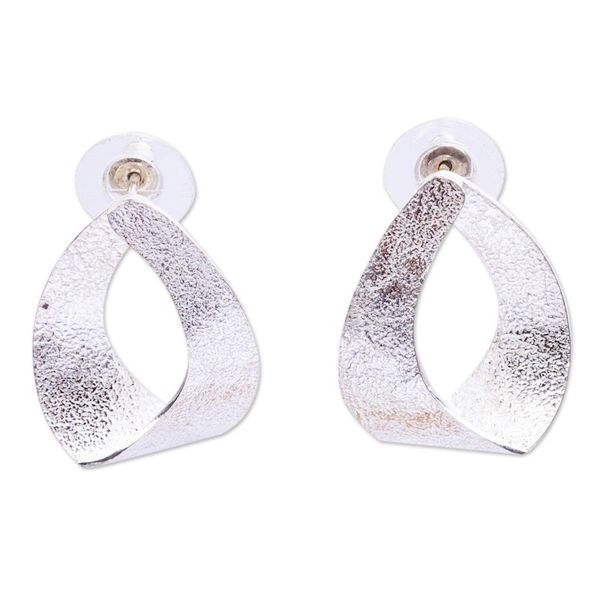 Alternate image for Textured Taxco Silver Earrings Taxco Ribbons