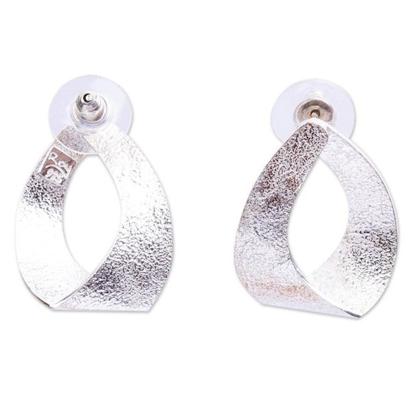Alternate image for Textured Taxco Silver Earrings Taxco Ribbons