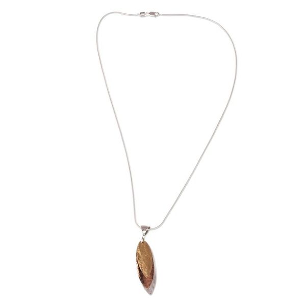 Alternate image for Mexican 925 Sterling Silver Gold Copper Pendant Necklace Natures Enchantment