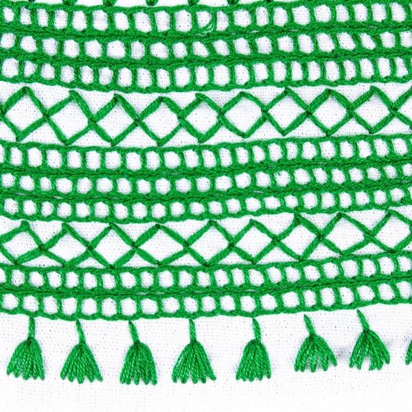 Alternate image for Hand Embroidered White Cotton Blouse with Green Embroidery Poem in Green