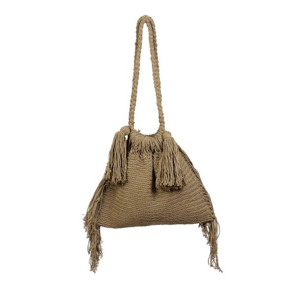 Alternate image for Green Cotton Macrame Shoulder Bag Terra Fria in Olive