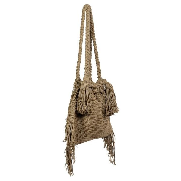 Alternate image for Green Cotton Macrame Shoulder Bag Terra Fria in Olive