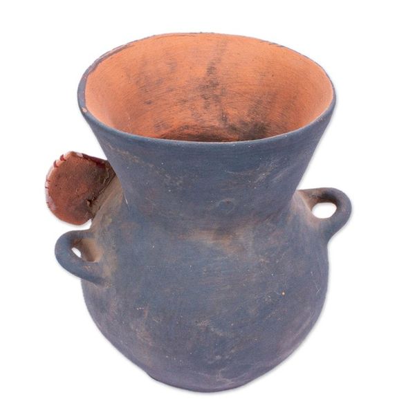 Alternate image for Handcrafted Signed Ceramic Aztec Tlaloc Replica Vessel Lord of the Rainstorm