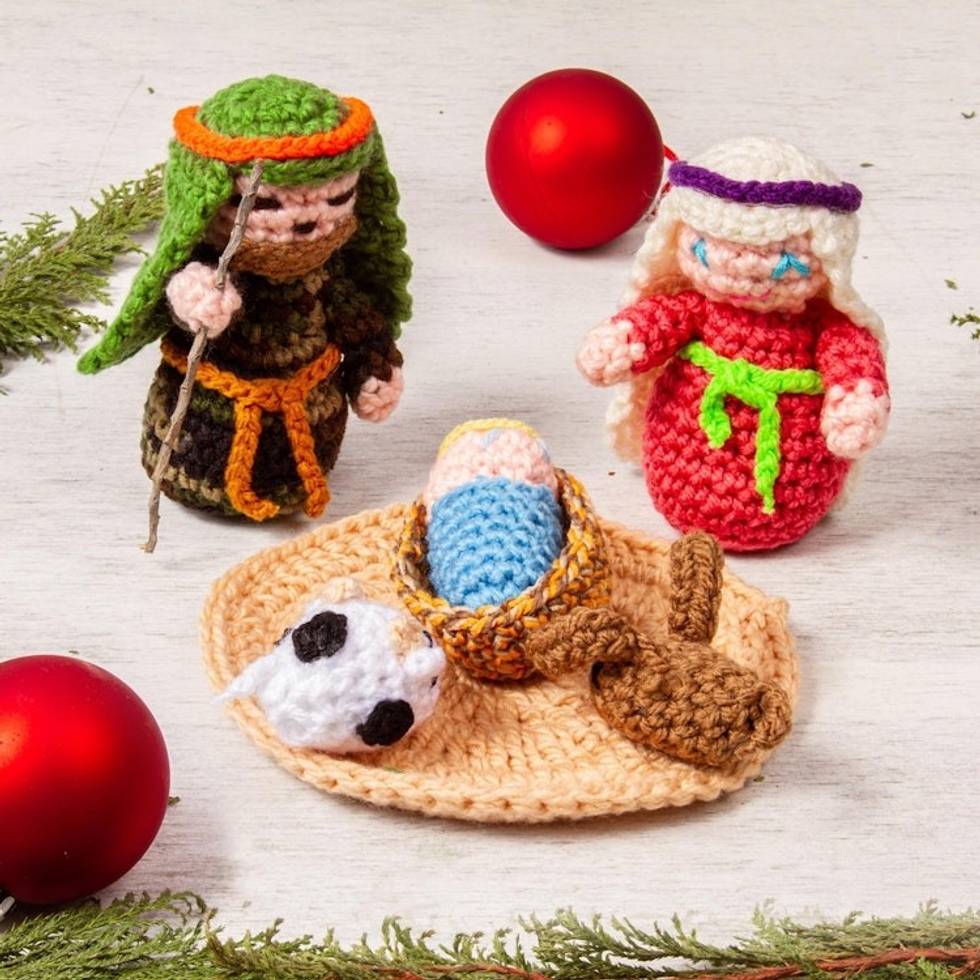 Hand Crocheted Nativity Scene 7 Pieces 'Homespun Nativity'