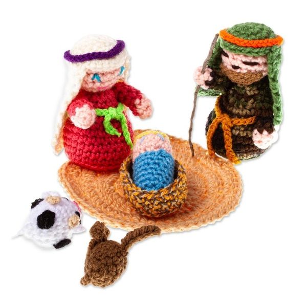 Alternate image for Hand Crocheted Nativity Scene 7 Pieces Homespun Nativity