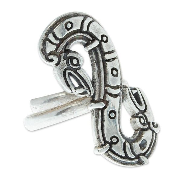 Alternate image for Quetzalcoatl Inspired Sterling Silver Cocktail Ring Feathered Snake