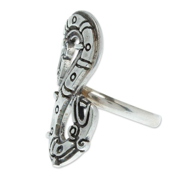 Alternate image for Quetzalcoatl Inspired Sterling Silver Cocktail Ring Feathered Snake