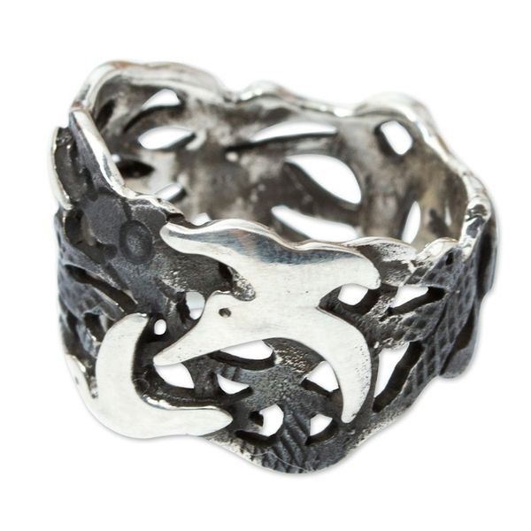 Alternate image for Taxco 950 Silver Band Ring with Seagulls in Flight Seagulls in Flight