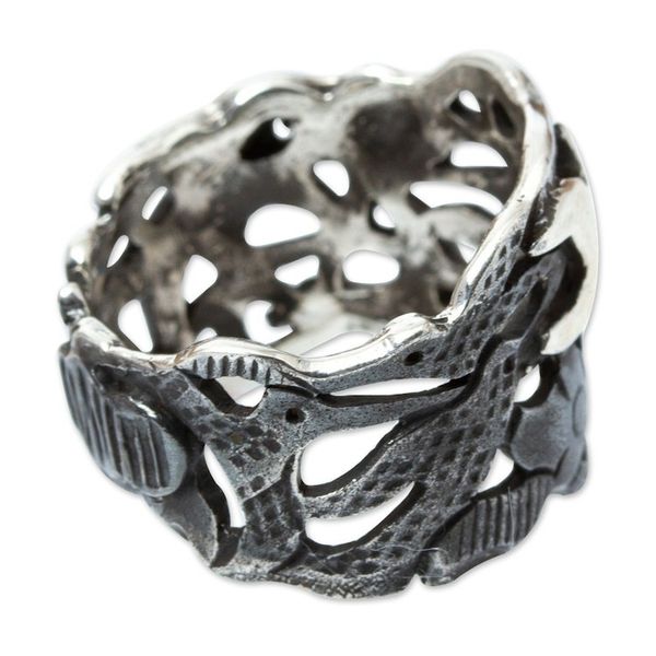 Alternate image for Taxco 950 Silver Band Ring with Seagulls in Flight Seagulls in Flight