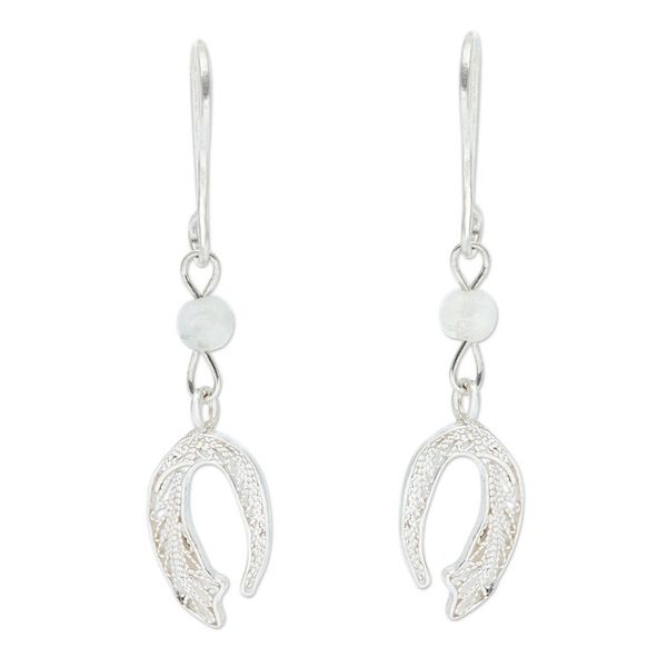 Alternate image for Sterling Silver Filigree and Moonstone Dangle Earrings Lunar Movement