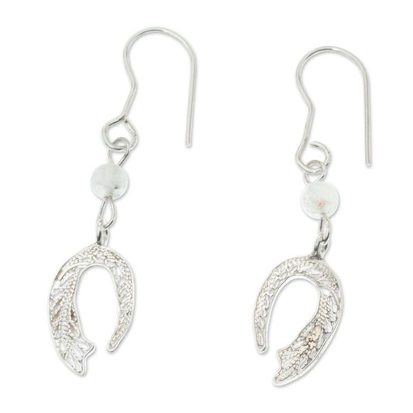 Alternate image for Sterling Silver Filigree and Moonstone Dangle Earrings Lunar Movement