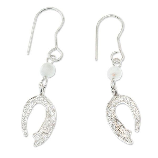 Alternate image for Sterling Silver Filigree and Moonstone Dangle Earrings Lunar Movement