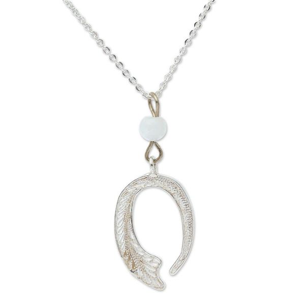 Alternate image for Sterling Silver Filigree and Moonstone Pendant Necklace Lunar Movement