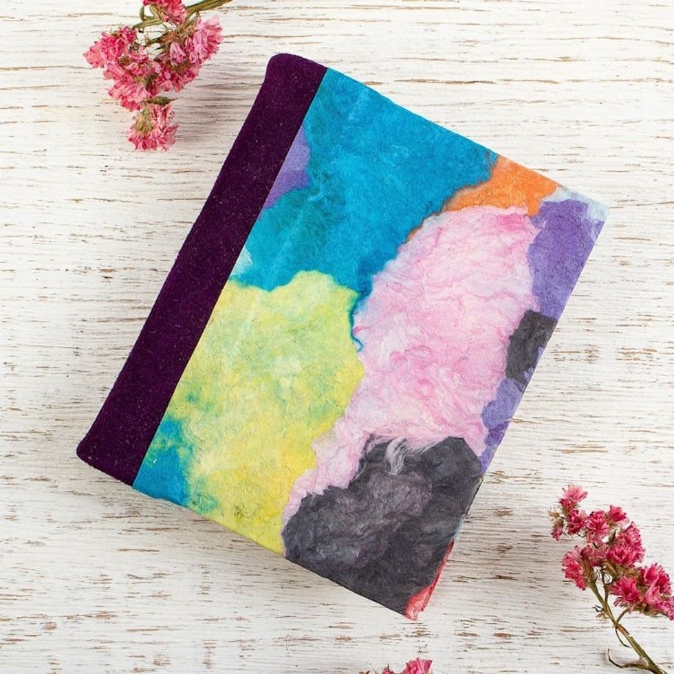 Colorful Amate Paper and Suede Small Journal 'Color Ways'