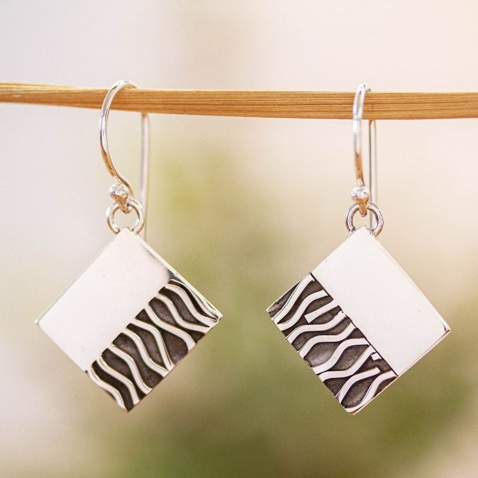 Handcrafted Taxco Silver Contemporary Zebra Earrings 'Zebra Mystique'