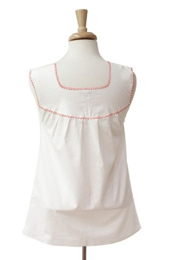 Alternate image for White and Flame Embroidered Cotton Blouse from Mexico Flame Delight