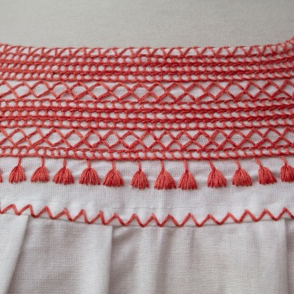 Alternate image for White and Flame Embroidered Cotton Blouse from Mexico Flame Delight